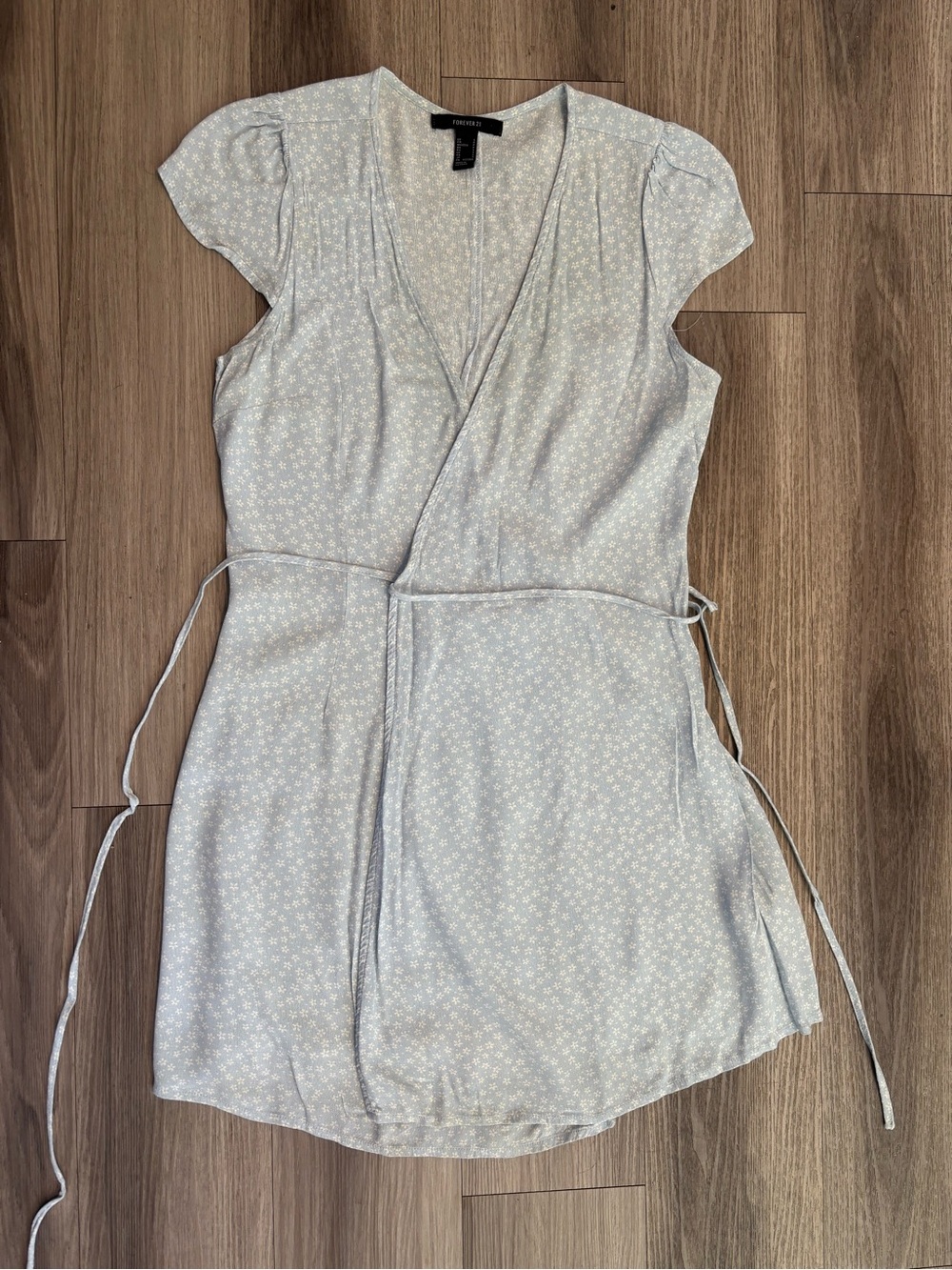 Forever 21 Light Blue Floral Wrap Mini Dress